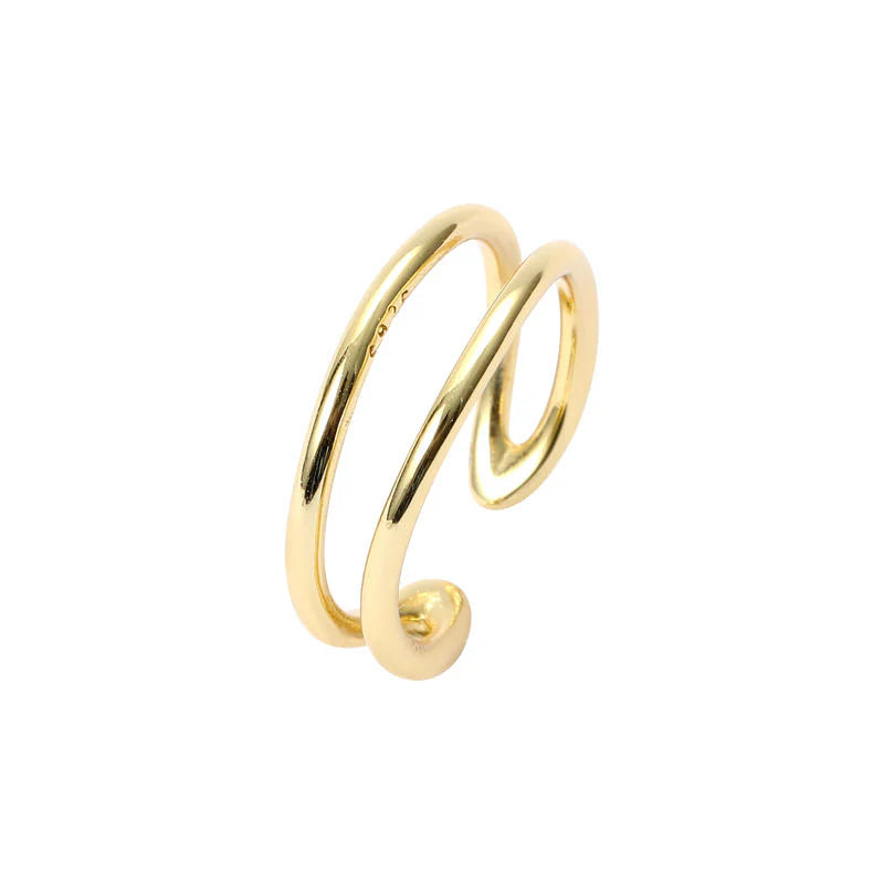 Minimalist 925 Sterling Silver 18K Gold Plated and Silver Color - Hollow Out Open Rings