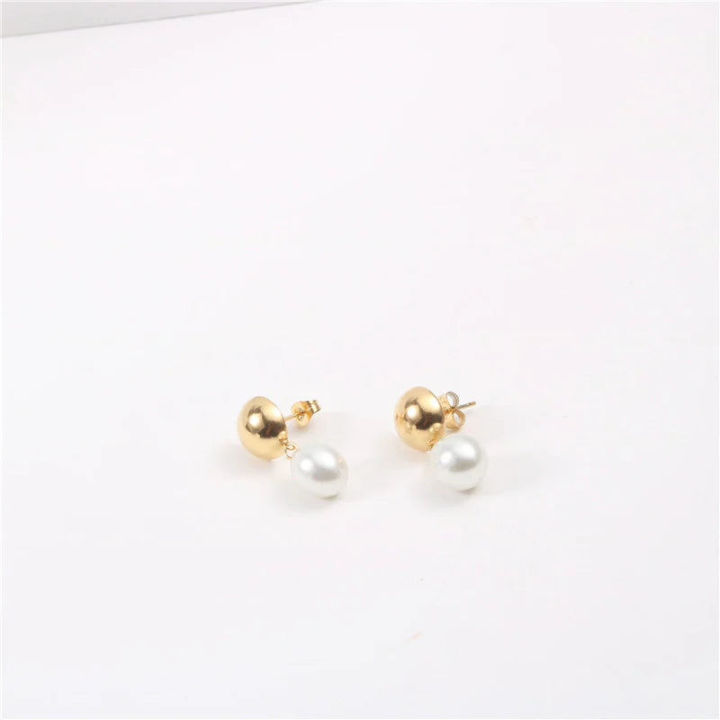14K Gold Plated Natural White Pearl Drop Earrings for Women, Jewelry Gifts