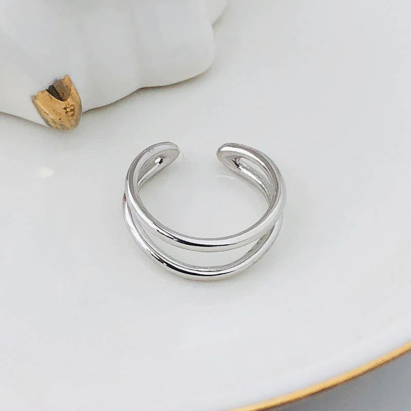 Minimalist 925 Sterling Silver 18K Gold Plated and Silver Color - Hollow Out Open Rings