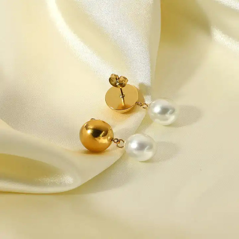 14K Gold Plated Natural White Pearl Drop Earrings for Women, Jewelry Gifts
