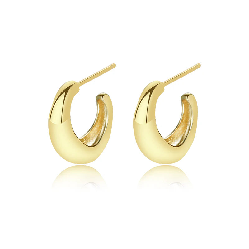 14K Gold Plated Stud Earrings for Women, 925 Sterling Silver Lightweight