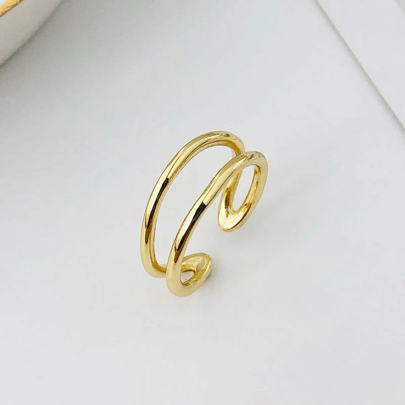 Minimalist 925 Sterling Silver 18K Gold Plated and Silver Color - Hollow Out Open Rings