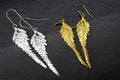 Fern Leaf Earrings: 14K Gold Plated Sterling Silver Drop